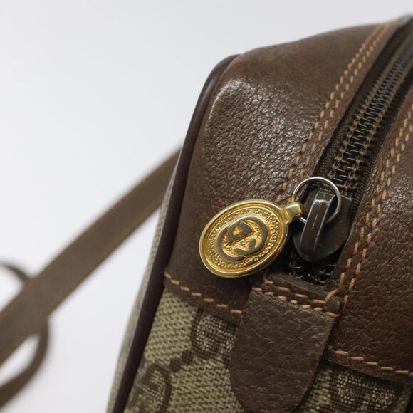 GUCCI GG Supreme Web Sherry Line Shoulder Bag PVC Beige Gold - Picture 11 of 16